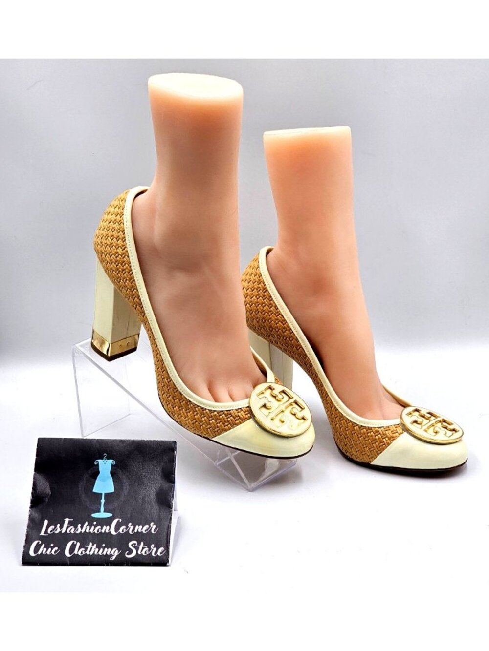 Tory Burch Women's Beige/Cream Woven Reva Maddie Raffia Straw Shoes Sz9 2345 - Picture 3 of 16